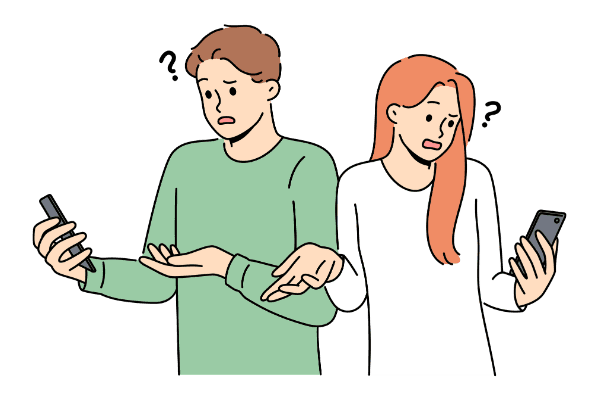 悩んでいるカップル